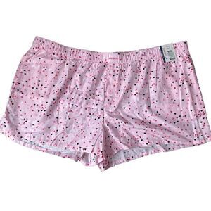 JOYSPUN LADIES PINK SAIL HEART PRINT WOVEN ELASTIC WAIST PJ SHORTS Sz 3X*